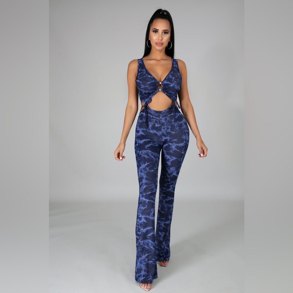 Denim Blue Cutout Sexy Jumpsuit